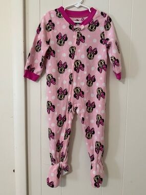 Disney Minnie Mouse Pink Polka-Dot Fleece Footed Pajamas